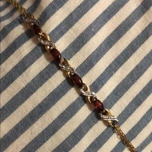 Delicate Bracelet with Red Gems